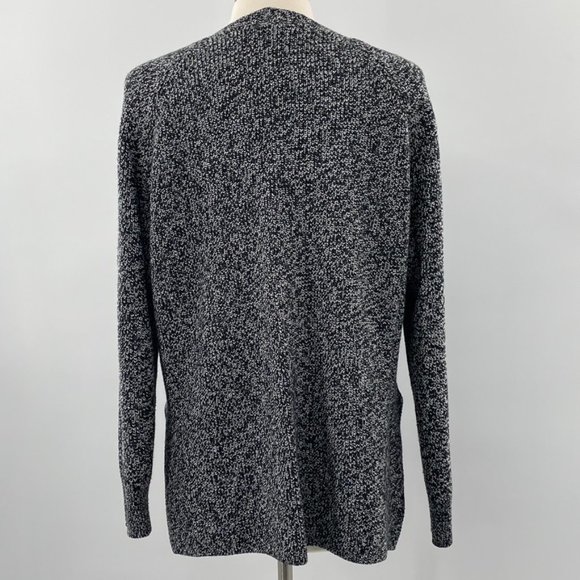 Athleta Shasta Black & White Heather Wool Blend Oversized Sweater Side Slit SZ M - Picture 4 of 10
